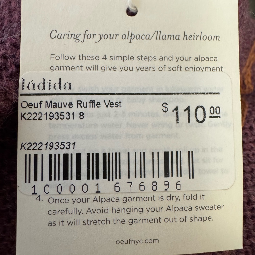 NWT Oeuf Mauve/Apricot Ruffle Vest - Picture 9 of 10